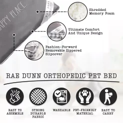 Rae Dunn "Happy Place" Orthopedic Pet Pillow Bed -PetPals Group shop 6176349 ALT6