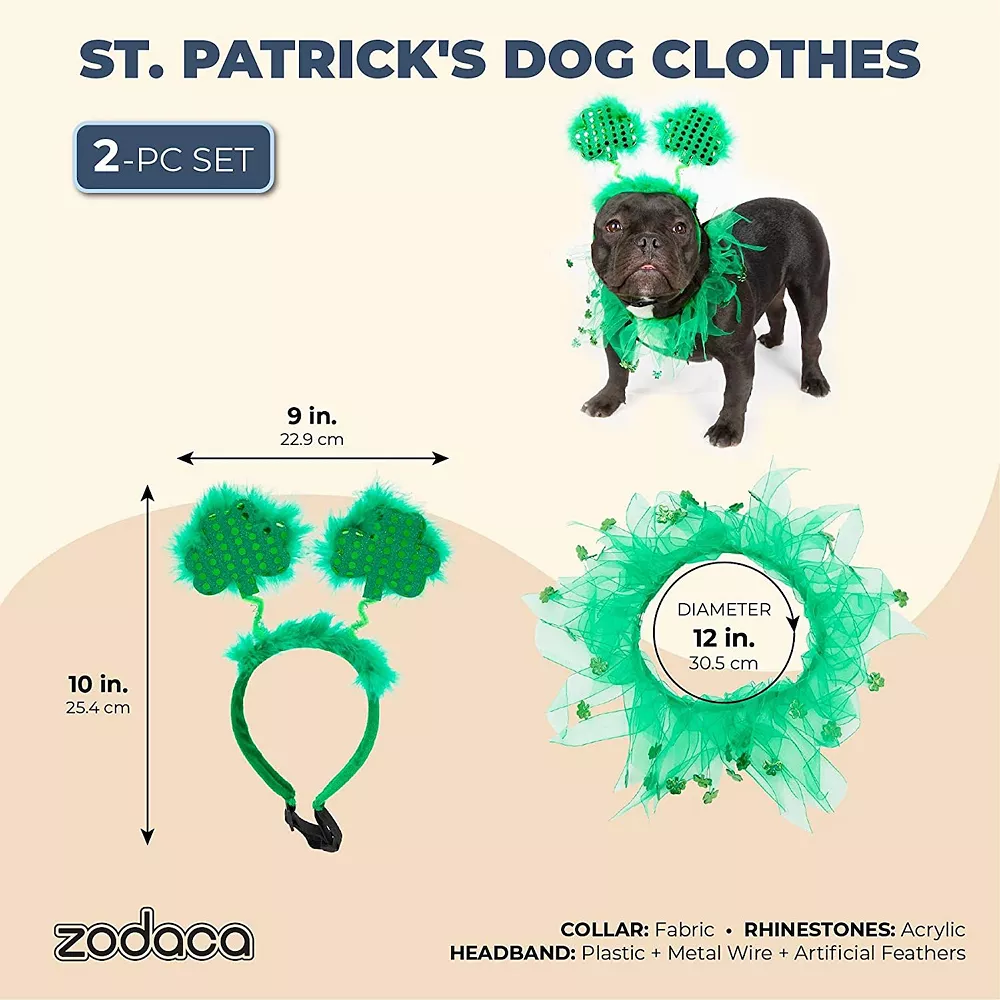 Zodaca St. Patrick's Dog Clothes, Shamrock Headband And Tutu, Med To Large Pets (2 Pieces) 4 Zodaca St. Patrick's Dog Clothes, Shamrock Headband And Tutu, Med To Large Pets (2 Pieces) - Image 2