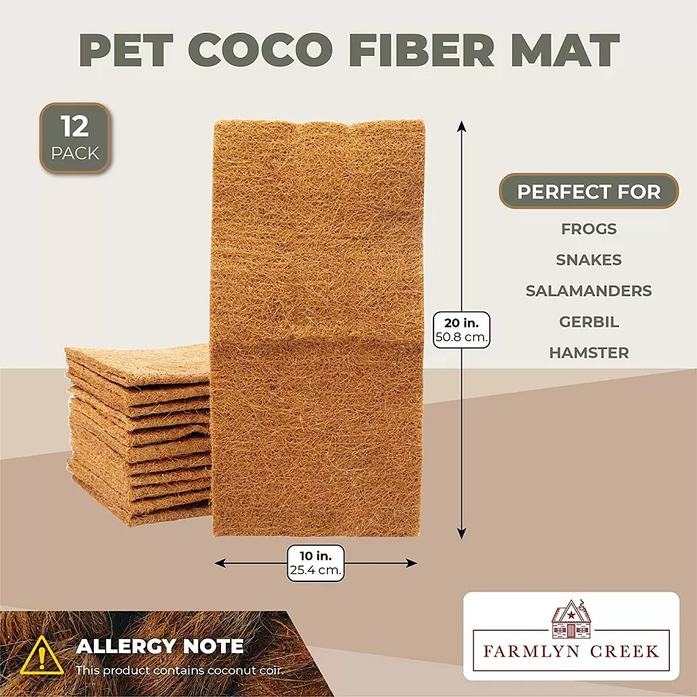 COTTAGE CREEK FARMS Farmlyn Creek Coco Fiber Substrate Mats For Small Pets, Natural Coir (10 X 20 In, 12 Pack) 4 COTTAGE CREEK FARMS Farmlyn Creek Coco Fiber Substrate Mats For Small Pets, Natural Coir (10 X 20 In, 12 Pack) - Image 2