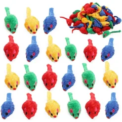 Zodaca Okuna Outpost Cat Mice Toys, Colorful Mouse Rattles For Pets In 4 Colors (2 X 0.7 In, 60 Pieces)