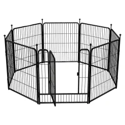 JOMEED Indoor And Outdoor 8-Panel, 32-Inch High Dog Pet Playpen With Door, Black