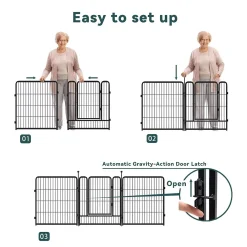 JOMEED Indoor And Outdoor 8-Panel, 32-Inch High Dog Pet Playpen With Door, Black -PetPals Group shop 6228949 ALT3