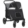 PawHut One-Click Foldable Doggy Stroller For Medium Large Dogs, Pet Stroller With Storage, Smooth Ride With Shock Absorption, Mesh Window, Safety Leash, Big Dog Walking Stroller, Gray -PetPals Group shop 6252430