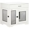PawHut Dog Crate Furniture With Soft Water-Resistant Cushion, Dog Crate End Table With Drawer, Puppy Crate For Small Dogs Indoor With 2 Doors, White -PetPals Group shop 6252439