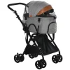 PawHut Luxury Folding Pet Stroller Dog/Cat Travel Carriage 2 In 1 Design, Grey -PetPals Group shop 6258869