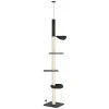PawHut Floor To Ceiling Cat Tree, 5-Tier Cat Climbing Tower, 95''-106'' Height Adjustable With Carpeted Platforms, Cozy Bed, Hammock, Scratching Post & Toy Ball For Indoor Cats, Black And Cream -PetPals Group shop 6258874