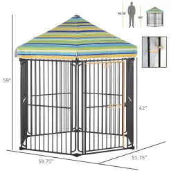 PawHut 60" X 52" Heavy-Duty Outdoor Pet Cage Kennel W/ Weather-Resistant Roof -PetPals Group shop 6260092 ALT2