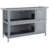 PawHut Wooden Bunny Cage W/ Dividers And Pull Out Trays For Outdoors, Grey -PetPals Group shop 6260316