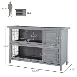 PawHut Wooden Bunny Cage W/ Dividers And Pull Out Trays For Outdoors, Grey 8 PawHut Wooden Bunny Cage W/ Dividers And Pull Out Trays For Outdoors, Grey -PetPals Group shop 6260316 ALT2
