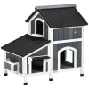PawHut Outdoor Cat House W/ Flower Pot, Weather Resistant Roof, Window