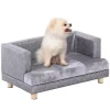 PawHut Luxury Fancy Dog Bed For Small Dogs With Thick Foam, Small Dog Couch With Soft Fuzzy & Faux Leather Combo, Dog Sofa Bed, Rectangle Modern Furniture For Puppies And Little Breeds, Gray -PetPals Group shop 6261270