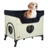 Petique Bedside Lounge 2 Level Wheeled Pet Bed & Cot With Mattress, Zebra Vibes -PetPals Group shop 6271080