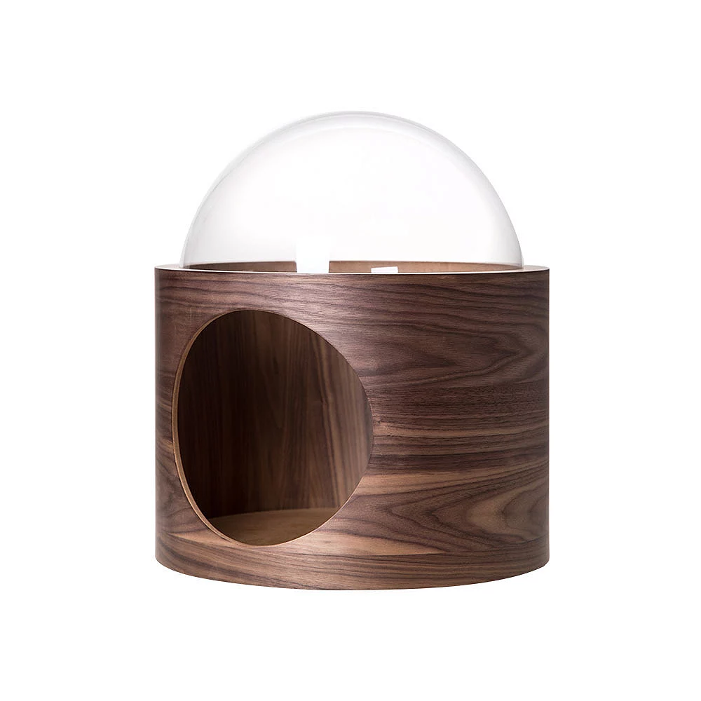 MyZoo Spaceship Gamma Wall Mounted Cat Bed Open On The Left - Walnut 3 MyZoo Spaceship Gamma Wall Mounted Cat Bed Open On The Left - Walnut