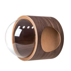 MyZoo Spaceship Gamma Wall Mounted Cat Bed Open On The Left - Walnut 8 MyZoo Spaceship Gamma Wall Mounted Cat Bed Open On The Left - Walnut -PetPals Group shop 6288776 ALT2