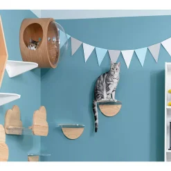 MYZOO Modern Round Lack Clear Wall Mounted Cat Shelves With Transparent Board - 1 Piece -PetPals Group shop 6288786 ALT2