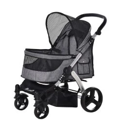 PawHut Pet Stroller Foldable Dog Cat Travel Carriage With Adjustable Handlebar PVC Wheel Brake Storage Bag Mesh Window Safety Leash Aluminum Grey 6 PawHut Pet Stroller Foldable Dog Cat Travel Carriage With Adjustable Handlebar PVC Wheel Brake Storage Bag Mesh Window Safety Leash Aluminum Grey -PetPals Group shop 6288982 ALT